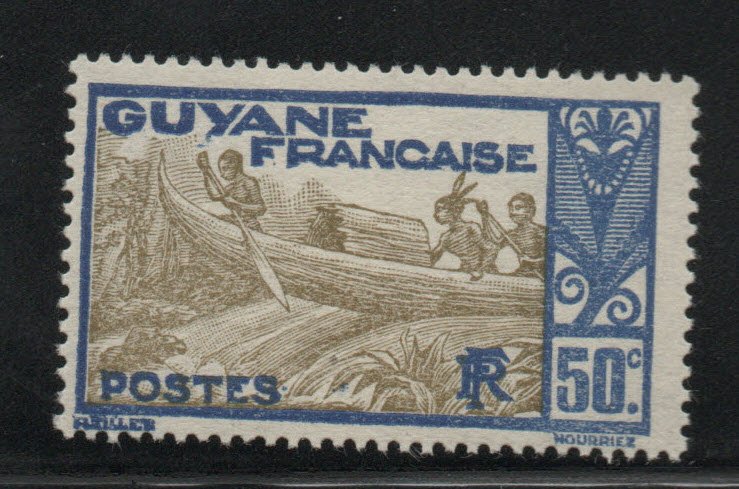 French Guiana Scott 124 shooting rapids in canoe stamp  MH*