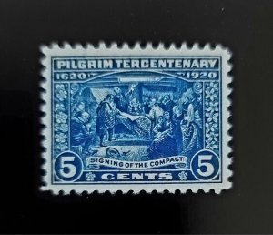 1920 5c Signing of the Compact, Deep Blue Scott 550 Mint F/VF LH