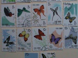 CHINA -STAMPS-1963-S56-SC#661-677 CHINA BUTTERFLIES STAMPS: CTO-NH SET OF 17