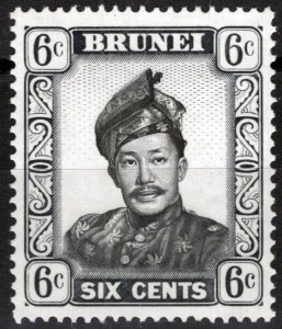 ZAYIX Brunei 105a MNH 1969 6c gray Sultan on Whiter Glazed Paper 072423S05M