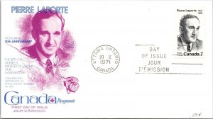 Canada 1971 FDC - 50th Anniversary Pierre Laporte - Ottawa, Ont - J8838