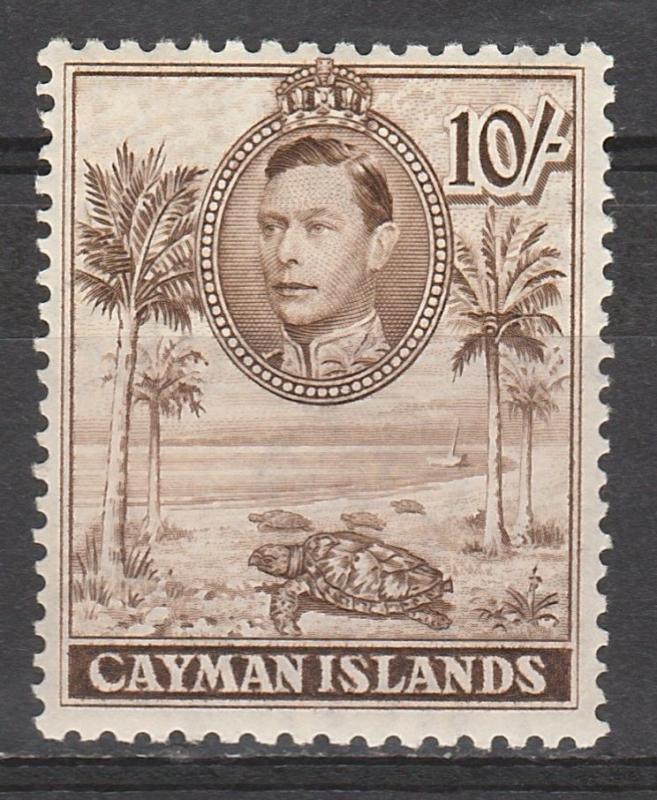 CAYMAN ISLANDS 1938 KGVI TURTLE 10/- PERF 11.5 X 13