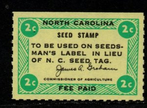 North Carolina State Revenue Stamp Sc#S1 M/NH/VF Seed