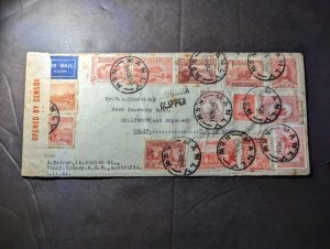 1941 Censored Australia Airmail Cover Manly NSW to Hollywood CA USA