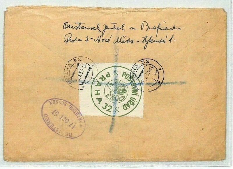 Czechoslovakia Cover *POSTOVNI URAD PRAHA 32* Prague CENSOR LABEL Air Mail BU100