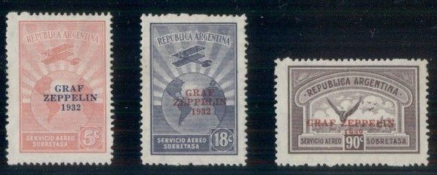 ARGENTINA #C35-7, Complete Zeppelin set, og, LH, VF, Scott $48.00