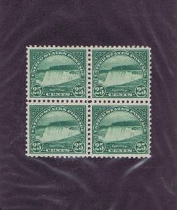 SC# 568 UNUSED OG BLOCK OF 4, 2 NH 2LH, 25c NIAGARA FALLS, 1922, EXTRA FINE.  