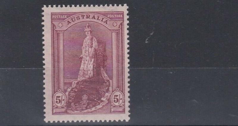 AUSTRALIA  1938    S G 176   5/-  CLARET   MH 