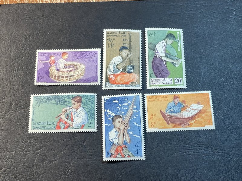 LAOS # 34-36 & C24-C26-MINT/HINGED-COMPLETE SET WITH/AIR-MAIL-1957