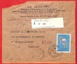 aa6401 - LAOS - Postal History - REGISTERED COVER from PAKSE  1968 - UNO