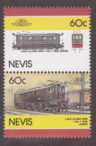 Nevis # 205, Trains, Mint Never Hinged Pair