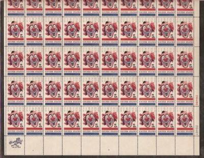 #1309  MINT VF NH CIRCUS PANE OF 50