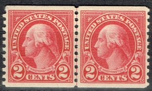 1923 2c WASHINGTON guide line pair.(599).PERFECT SUPERB OGNH SHOWPIECE