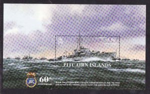 Pitcairn Is.-Sc#599- id12-unused NH sheet-Ships-HMS Pitcairn-2004-