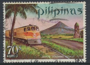 Philippines Sc# 1097  - Used Mayon Volcano & Train see details & scan