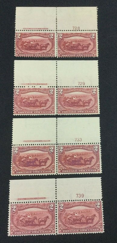 MOMEN: US STAMPS #286 PLATE IMPRINT PAIRS MINT OG H LOT #71011