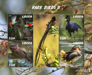 Liberia - 2020 Rare Birds on Stamps - 4 Stamp Sheet - LIB200225a