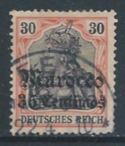 Germany Offices in Morocco #38 Used 30pf Germania Issue Ovptd. Marocco & Su...