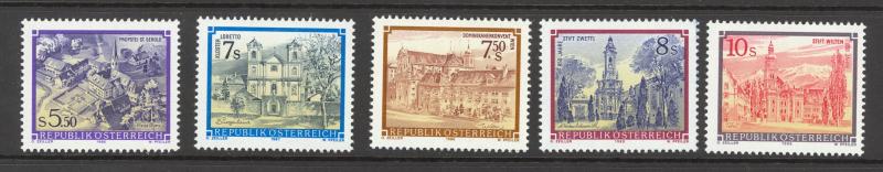 Austria Sc# 1361-1365 MNH 1986-1988 Monasteries and Abbeys