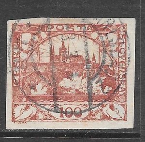 Czechoslovakia 8: 100h Hradcany, Prague, used, imperf