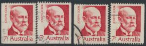 Australia  Sc# 515 Joseph Cook   Used x4  Booklet stamps see details 