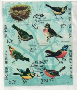 Thematic Bird stamps - Albania 1971 Birds used block of 7 plus label