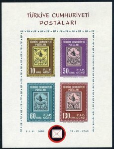 Turkey 1601 ad sheet. MNH. Michel Bl.10. Philatelic Federation, 1963. Stamps.