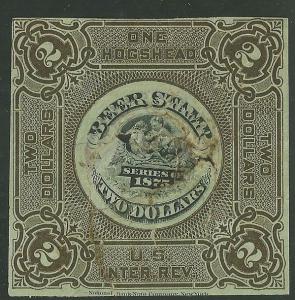 US Beer Stamp REA36 \One  Hoghead $2.00\