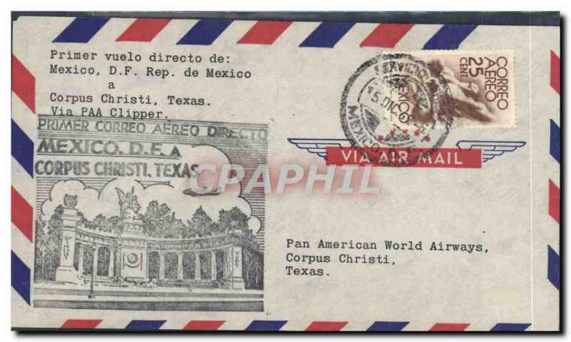 Mexico City letter 1st flight Corpus Christi 15 12 1946