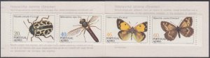 AZORES Sc # 352b.1 CPL MNH BOOKLET of 4 DIFF INSECTS & BUTTERFLIES