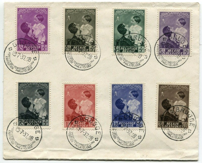BELGIUM B189-B196 BRUGGE 1937 Philatelic Exhibition Postmark Postage Cover