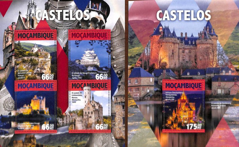 Mozambique 2016, Castles 2 s/s, MNH