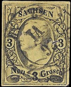 1855 SAXONY SC# 12 USED ng  - CV $ 12 - NICE STAMP APS