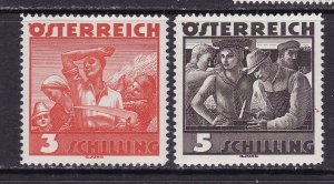 Austria Scott 378-9, 1936 Workers Pair,  VF MNH. Scott $85