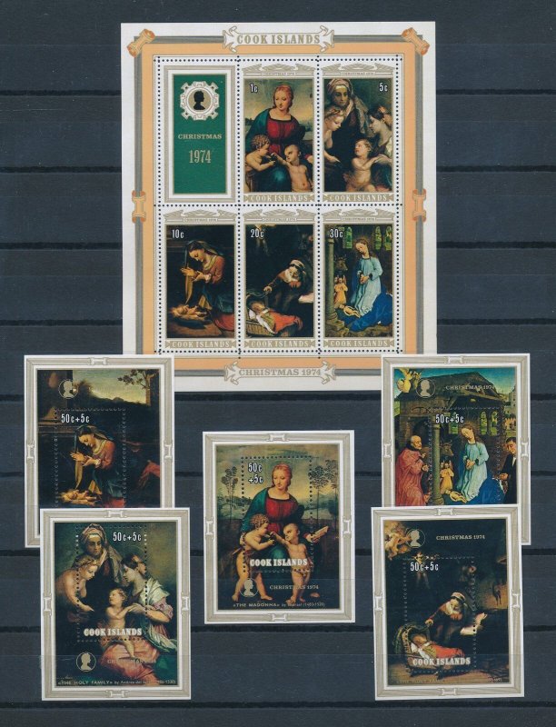 [114583] Cook Islands 1974 Art paintings Christmas Raphael Rembrandt Sheets MNH