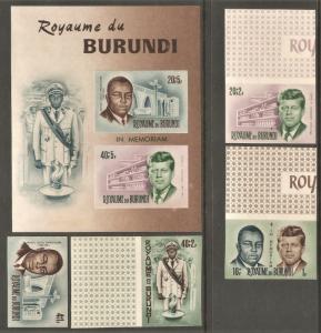 BURUNDI Sc# B23 - B27 var MNH FVF Set-4 + SS Imperf Kennedy