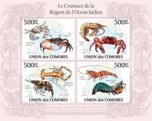 COMORES 2010 SHEET CRUSTACEANS INDIAN OCEAN REGION MARINE LIFE CRABS cm10119a