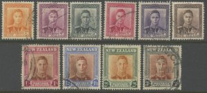 NEW ZEALAND Sc#258-268 (10) 1947 KGVI Definitives Complete Set Used (cd)