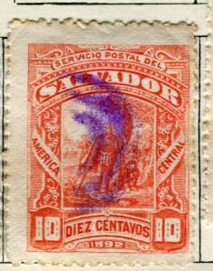 EL SALVADOR;  1892 early classic issue fine used 10c. value