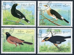 Laos 1213-1216, CTO. Mi 1448-1451. Birds 1995. Acridotheres javanicus, Tristis,