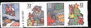 United States # 3113 - 3116 Nice booklet Christmas stamps. Tree, Santa