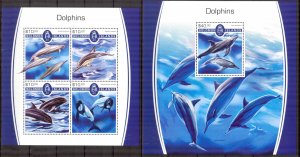 Solomon Islands 2017 Marine Life Dolphins I sheet + S/S MNH