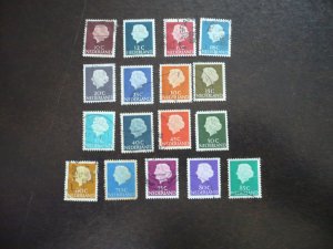 Stamps - Netherlands - Scott# 344-355,357-360 - Used Part Set of 17 Stamps