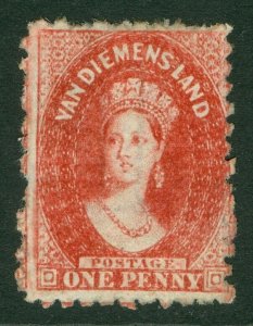 SG 59 Tasmania 1863-71. 1d carmine, perf 10. Fine mounted mint CAT £150