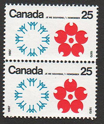 Canada #508i Expo '70 identical pair MNH scarce