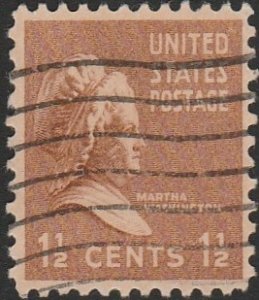 USA #805 1938 1-1/2c Brown Martha Washington USED-F-VF-NH.