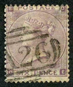 Gibraltar SGZ43 6d lilac no hair lines (two tears) with A26 pmk