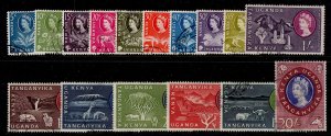 KENYA UGANDA TANGANYIKA QEII SG183-198, 1960-62 complete set, USED. Cat £42.