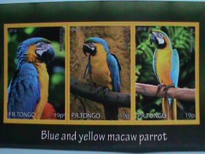 TONGA STAMP-BLUE & YELLOW MACAW PARROT-MNH STAMP SHEET