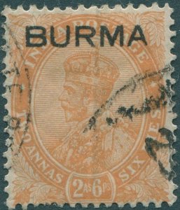 Burma 1937 SG6 2½a orange KGV with BURMA ovpt FU